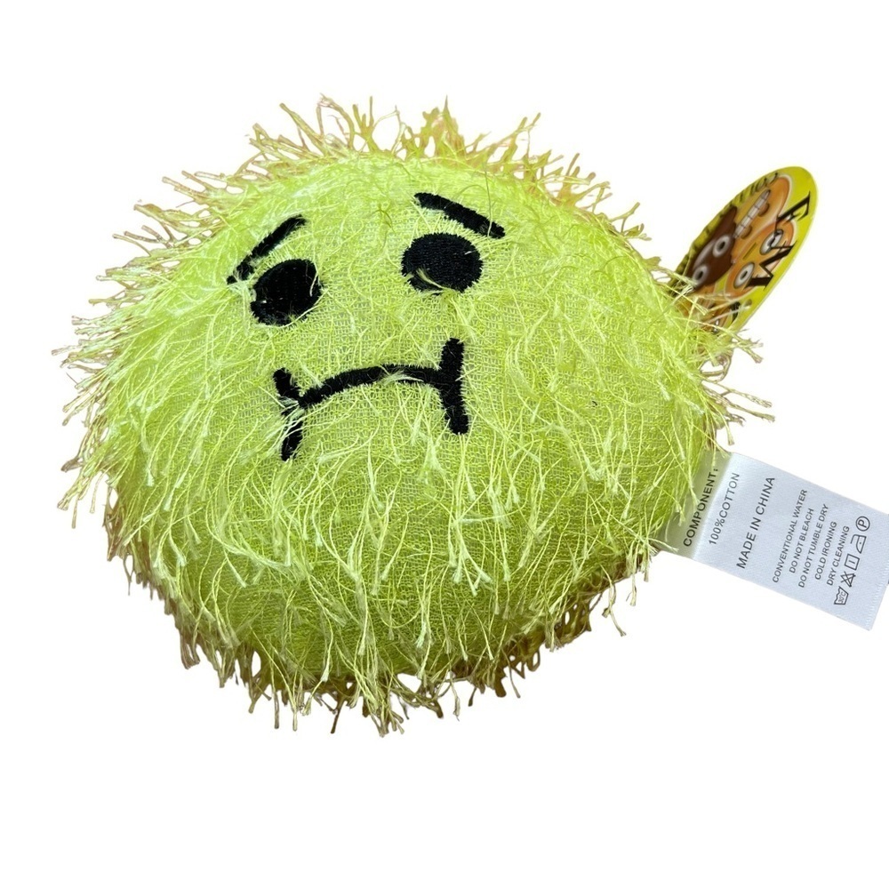 Emoji Sad Smiley Plush Fuzzy Yellow Black Eyes 5”‎ Tall